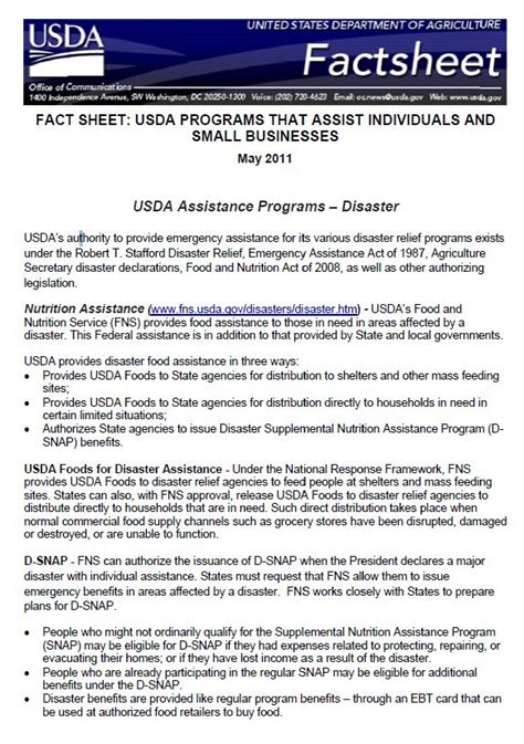 Disaster Assistance Fact Sheet And Fema Information