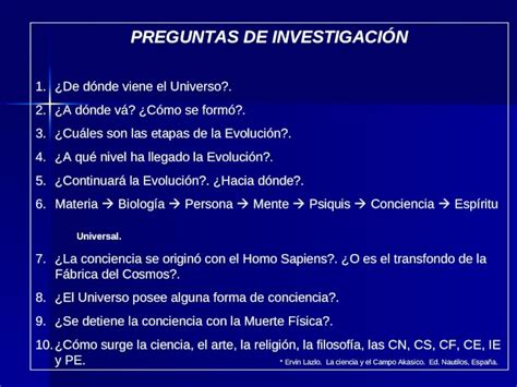 Ppt Preguntas De Investigaci N De D Nde Viene El Universo A D Nde