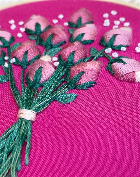 Rosebud Embroidery Hand Embroidery Roses Hoop Art Flower - Etsy