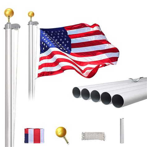 Buy Klvied 20FT Sectional Flag Poles Heavy Duty Aluminum Flag Pole Kit