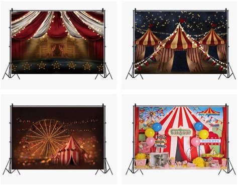 Circus Tent Stars Backdrop Birthday Backdrop Banner Red Curtain Circus ...