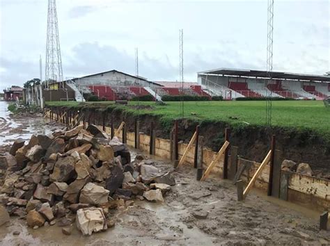 Muro do Ytacoatiara começa a ser reconstruído FFP faz vistoria no