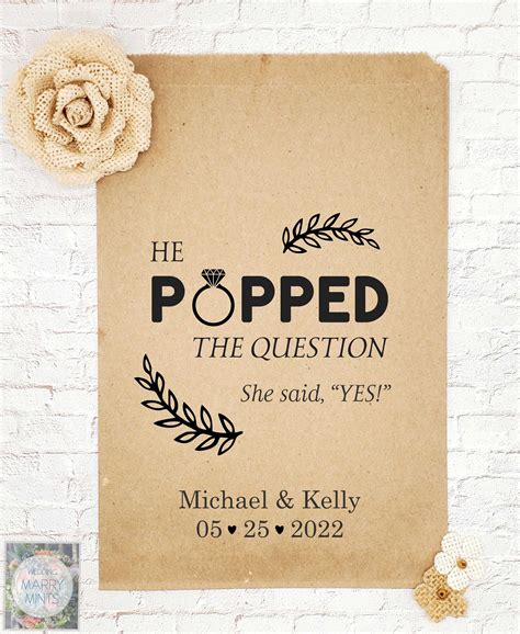 He Popped The Question Popcorn Bags Wedding Favor Bag Popcorn Buffet