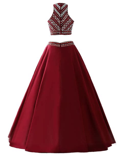 Burgundy Prom Dresslong Prom Dresses2 Pieces Prom Dresses2 Piece