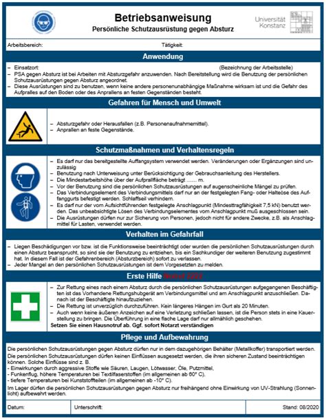 Betriebsanweisungen Arbeitssicherheit Arbeitssicherheit