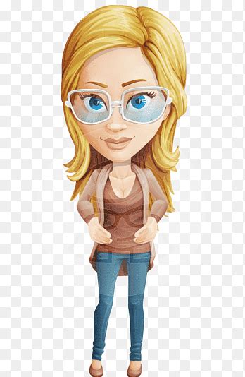 Woman Cartoon Characters With Brown Hair And Glasses Illustration