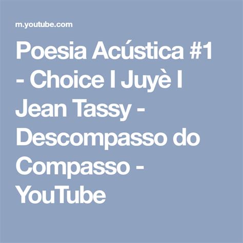 Poesia Ac Stica Choice I Juy I Jean Tassy Descompasso Do