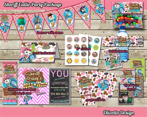 Sheriff Callie Birthday Party Package, Printable Party Kit Invitation ...