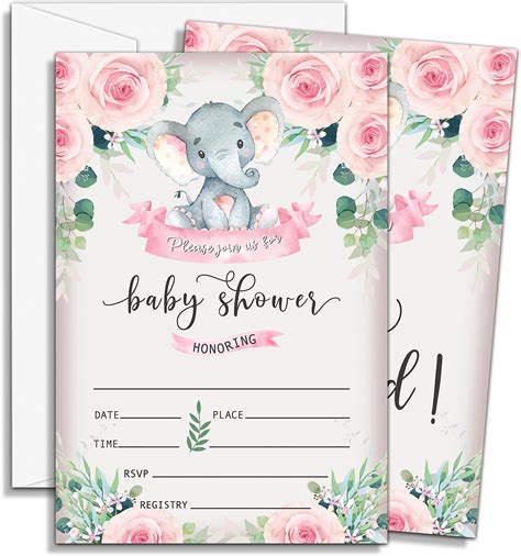 Amazon Eudosi Pink Floral Elephant Girl Baby Shower Party