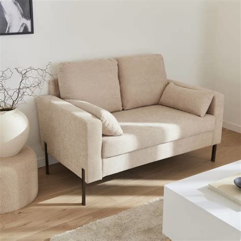 Canap Places En Velours C Tel Beige Bjorn Maisons Du Monde