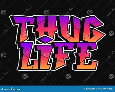 Thug Life Word Graffiti Style Letters Vector Hand Drawn Doodle Cartoon