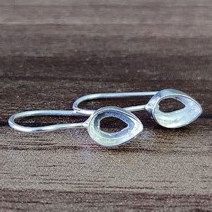 Plain Bezel Cup Open Blank Collet Pear Sterling Silver Earring