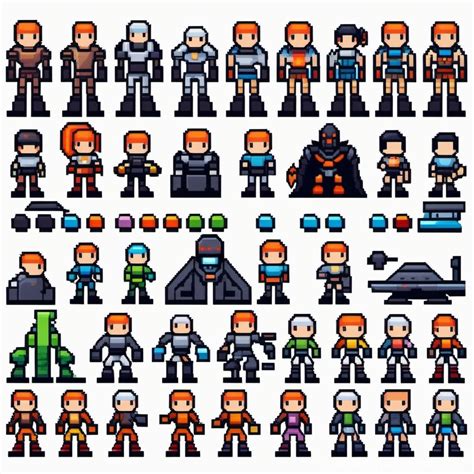 8-bit Sci-Fi Character Sprite Sheet | Stable Diffusion Online