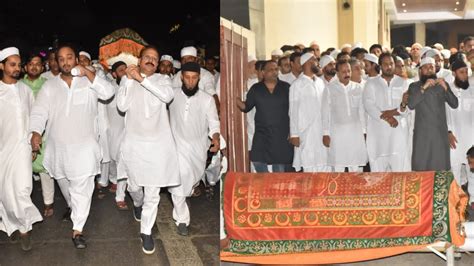 Baba Siddique And Son Zeeshan Siddique At Last Rites Of Razia Siddique