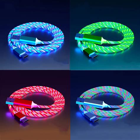 Cable Usb Luminoso Led Tipo C Para Samsung Xiaomi Oppo Huawei Iphone