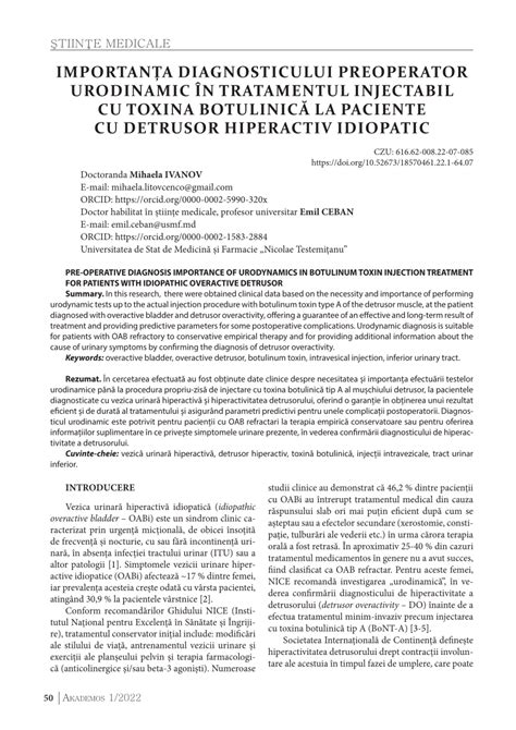 Pdf Pre Operative Diagnosis Importance Of Urodynamics In Botulinum