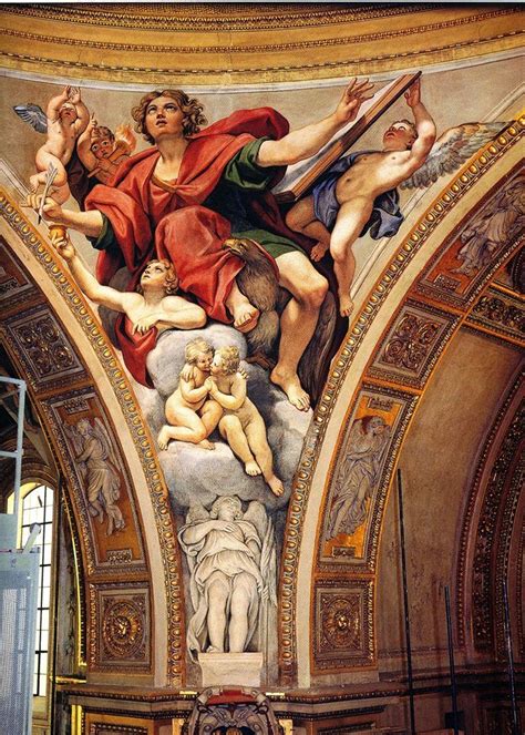 An Ornate Painting On The Ceiling Of A Building