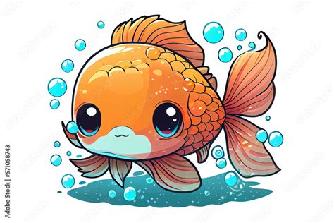 kawaii siamese fighting fish. Stylized Cute colorful tropical fish ...