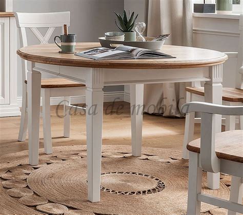 Essgruppe Tisch Rund St Hle Country Home Kiefer Massiv Wei Wildeiche