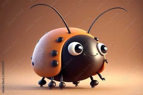 Cute smiling insect cartoon character. Isolated on flat background with ...