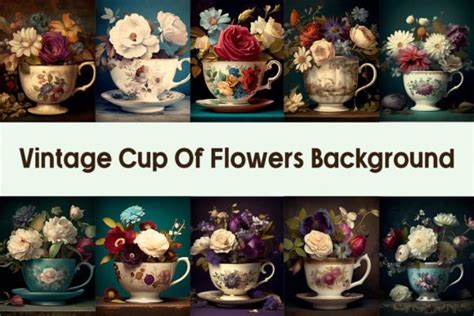 Vintage Cup of Flowers Background Graphic by Pamilah · Creative Fabrica