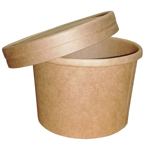 Vaso Contenedor Térmico 8 Oz Con Tapa Kraft Para Sopa o Helado