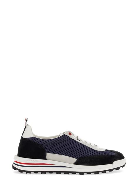 Thom Browne Sneaker With Suede Inserts Blu Editorialist