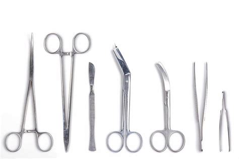 Surgeon Tools Scalpel Forceps Clamps Scissors Isolated Gods