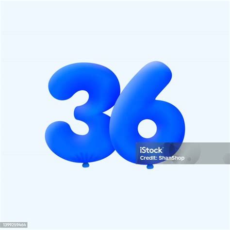 Blue 3d Number 36 Balloon Realistic 3d Helium Blue Balloons Stock