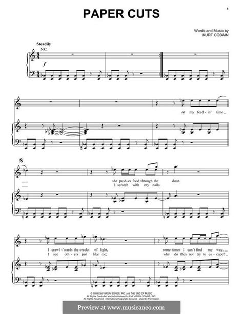 Paper Cuts (Nirvana) by K. Cobain - sheet music on MusicaNeo