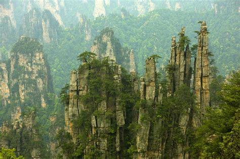 无人横图俯视室外白天旅游度假石头美景森林山山脉树林植物张家界中国亚洲石子景观山顶山峰悬崖山峦娱乐