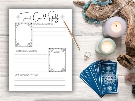 Tarot Journal Printable Tarot Card Study Page Single Card Study Tarot