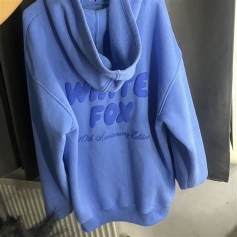 Blue White Fox Hoodie Size Sm Depop