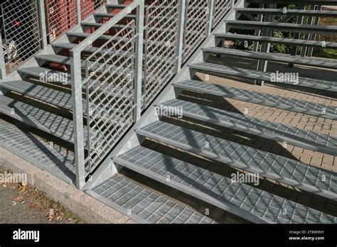 Fire Escape Staircase Pedestrian Passage For Emergency Exit Particular Structure In Galvanized