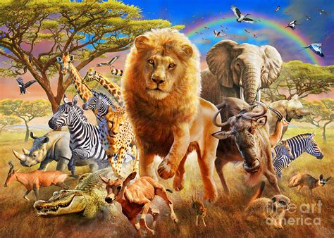 African Stampede Digital Art by MGL Meiklejohn Graphics Licensing - Fine Art America