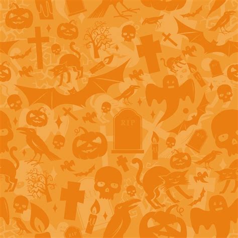 Premium Vector Halloween Orange Seamless Pattern