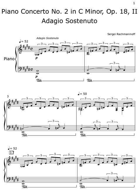 Piano Concerto No In C Minor Op Ii Adagio Sostenuto Sheet