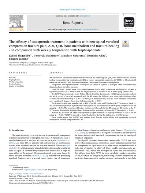 PDF The Efficacy Of Osteoporotic Treatment In Patients With New