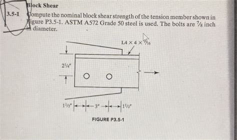 Solved Block Shear 3 5 1 Pompute The Nominal Block Shear