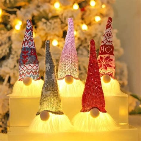 Pcs Lutin De Noel Decoration Gnome De Noel Lumineux Elfe De Noel