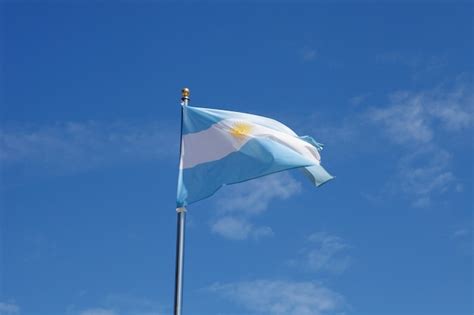 Bandera Argentina Ondeando En El M Stil Foto Premium