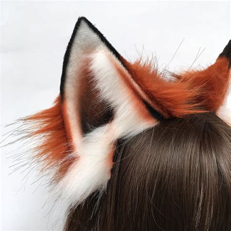 4 Realistic red fox ears headbandWhite fox earsBlack | Etsy