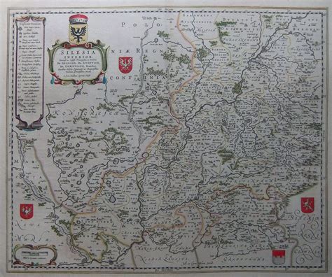 Poland Czech Republic Old Map Silesia Inferior Engraving By Blaeu In