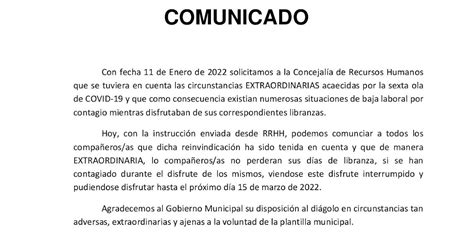 Secci N Sindical Ugt Ayto Alcorc N E Imepe Comunicado Por Permisos Y