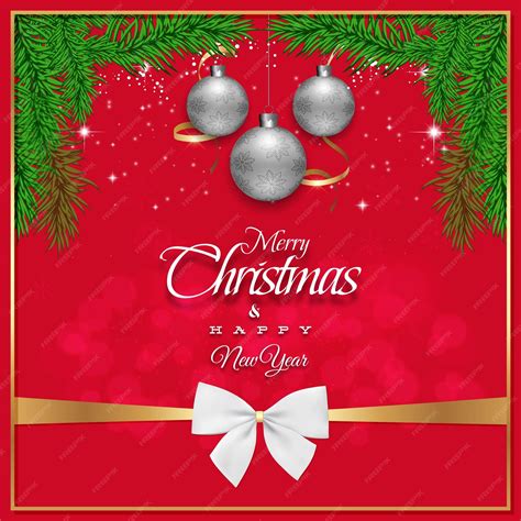 Premium Vector Red Christmas Banner With Ornaments