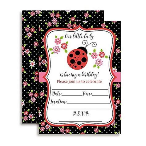 Flowers And Ladybugs Invitations 40pc By Amandacreation Oriental Trading