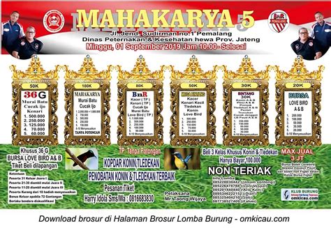 Brosur Lomba Burung Update Rutin Om Kicau