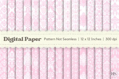 Pink Damask Digital Paper Pattern Gr Fico Por Heyv Studio Creative