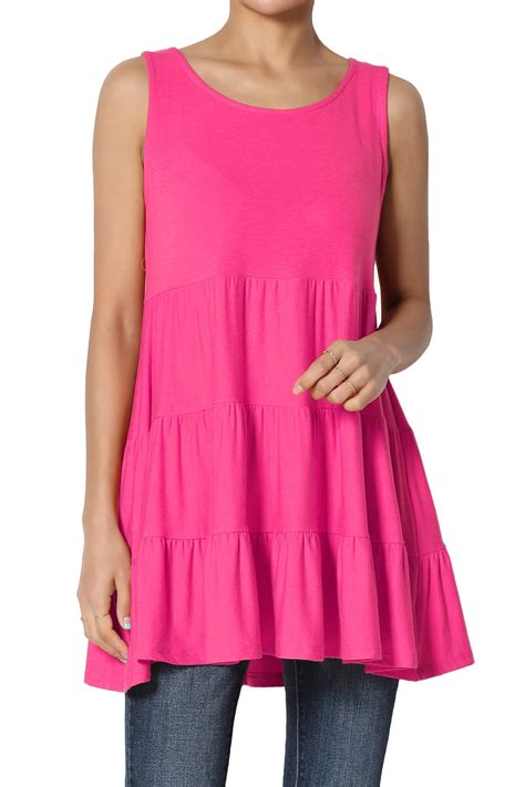 Themogan Womens S3x Sleeveless Tiered Ruffle Babydoll Tunic Cute Tank