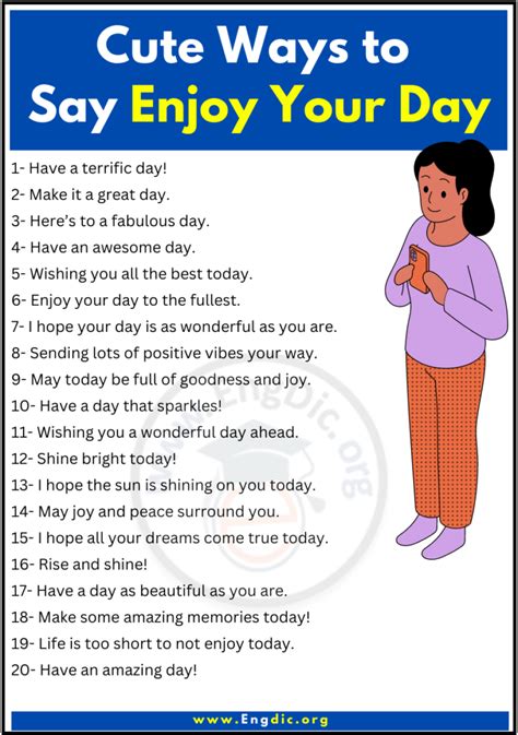 120 Cute Romantic Ways To Say Enjoy Your Day EngDic